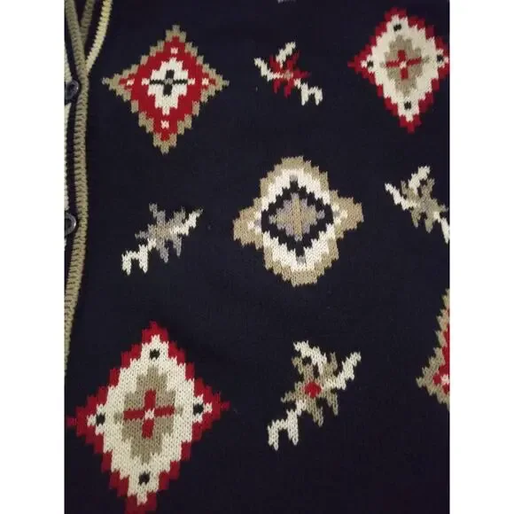 Vintage Southern Lady Black Diamond Print Grandma Knit Sweater Vest Sz Large - Picture 4 of 7